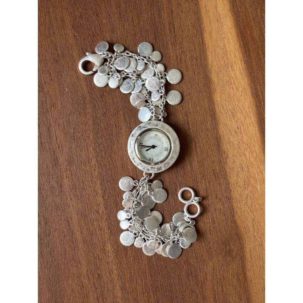 Boho Womens Silver Hammered Metal Bracelet Wristwatch WORKS